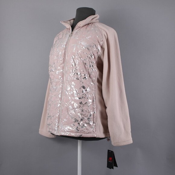 New Balance $79 Sz 3X Pink Silver Collared Pockets 100% Polyester Jacket - Picture 8 of 16